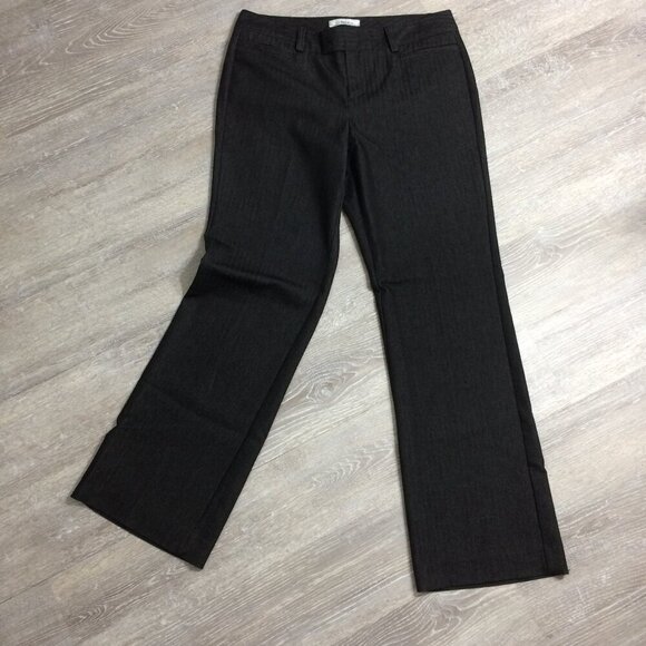 G.H. Bass Pants Wide Leg Dark Gray Stripe Mid Rise Cotton Stretch Size 10 - Picture 1 of 5